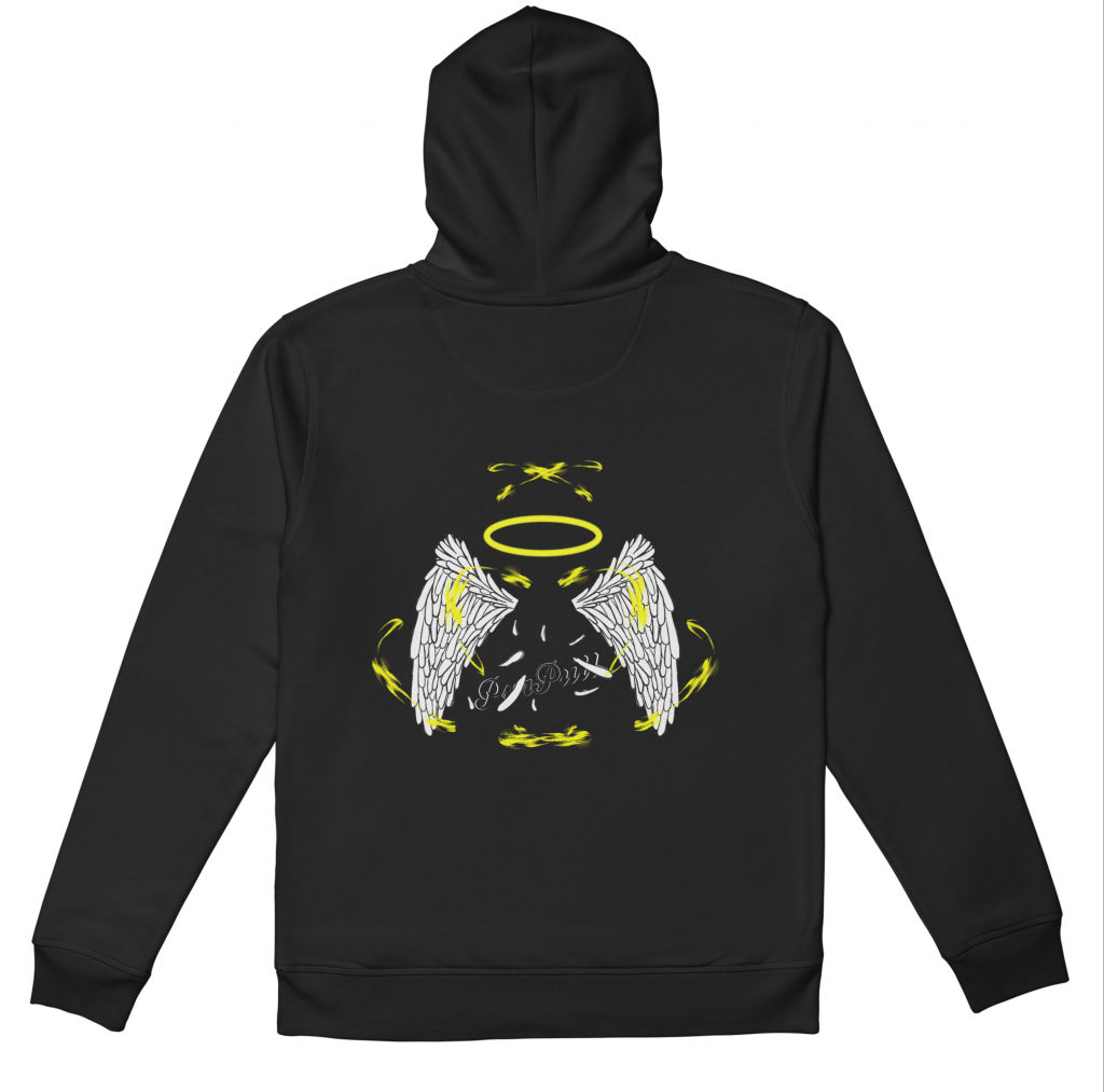 Design pour le dos du pull "Ange" de la collection "Anges et Démons" d'un projet de marque de vêtements