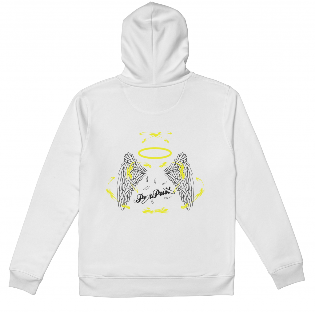 Design pour le dos du pull "Ange" de la collection "Anges et Démons" d'un projet de marque de vêtements