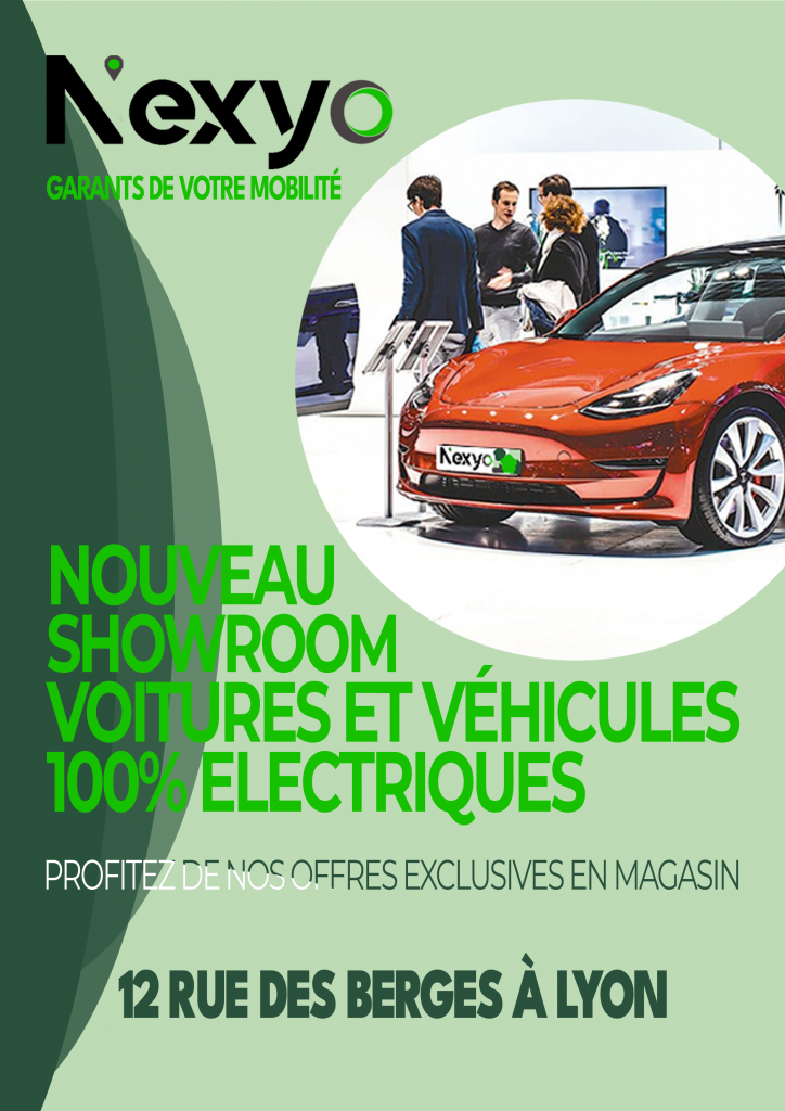 Affiche fictive pour annoncer l'ouverture d'un nouveau showroom de la marque Nexyo réalisée durant mon année de licence