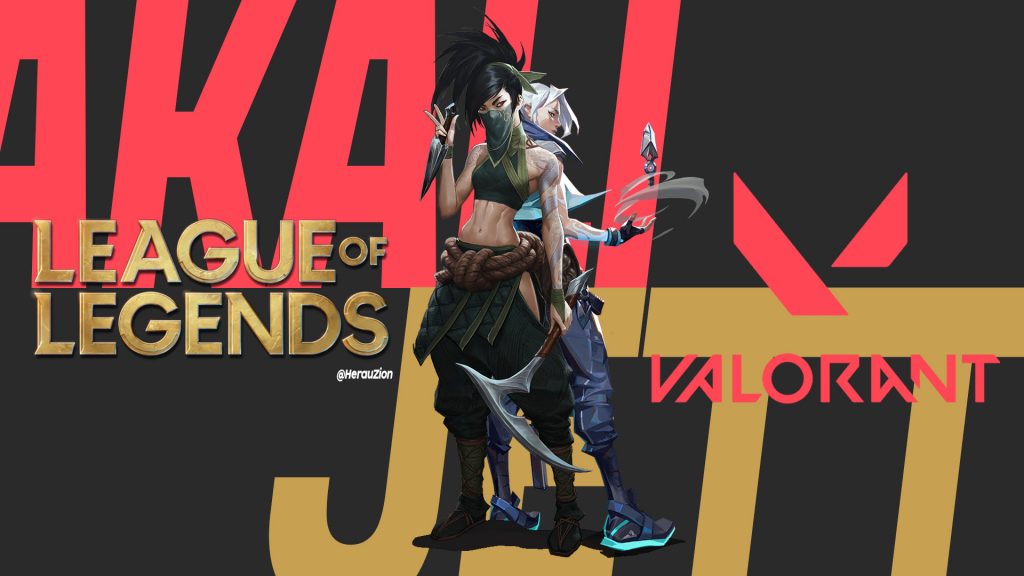 Fond d'écran des personnages de Jett (Valorant) et d'Akali (League of Legends) au format PC