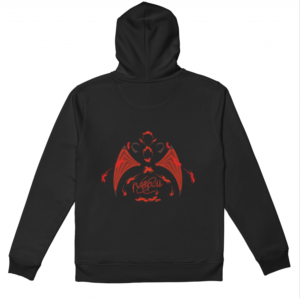 Design pour le dos du pull "Démon" de la collection "Anges et Démons" d'un projet de marque de vêtements