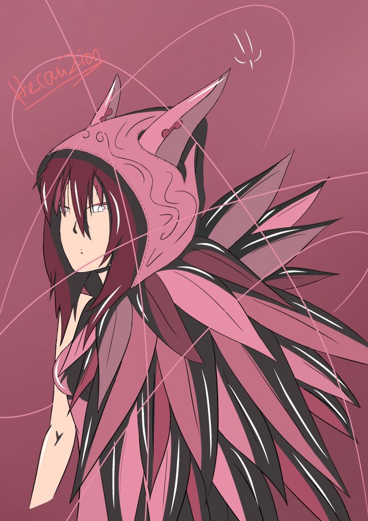 Reproduction d'un dessin du personnage Xayah du jeu League of Legends